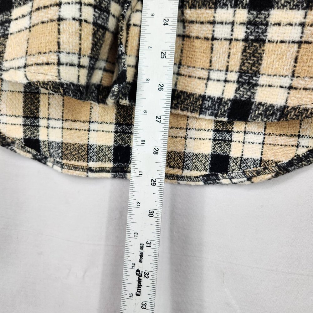 Forever 21 Wool Blend Shacket Womens XS Tan Brown Plaid Flannel Button Up Shirt - Picture 5 of 7